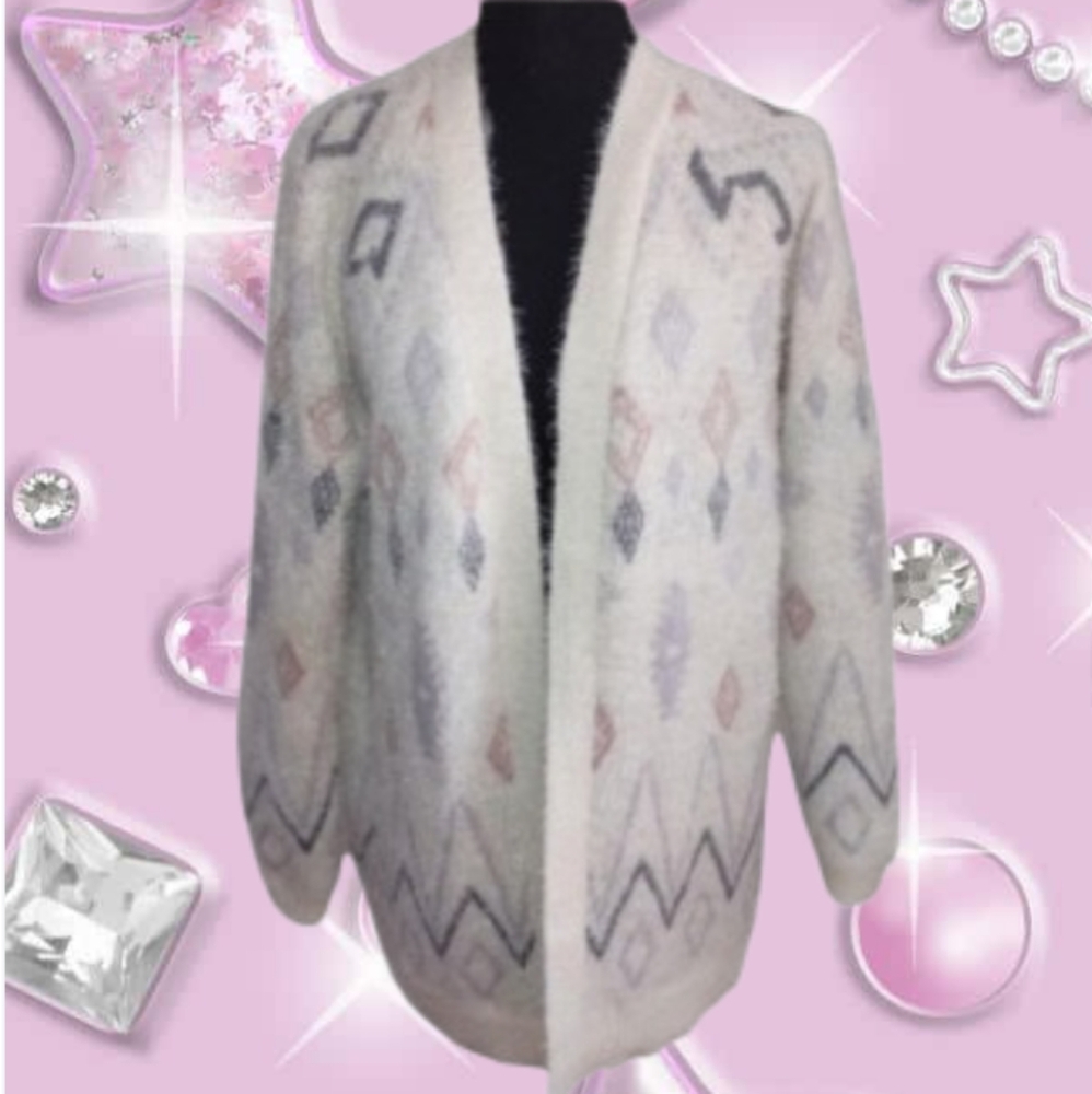Geo Open Front Fuzzy Cardigan